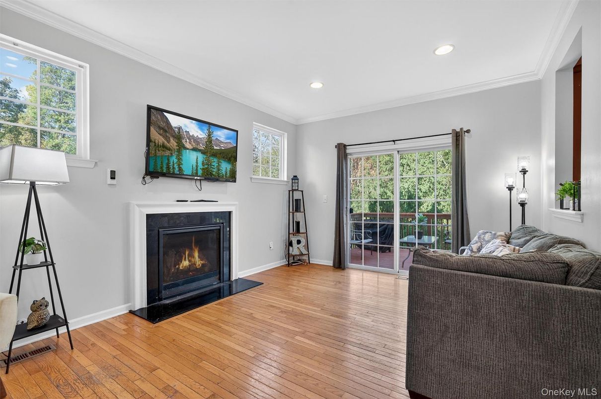 Fireplace, Interior, Recessed Lighting, Wood Texture Flooring