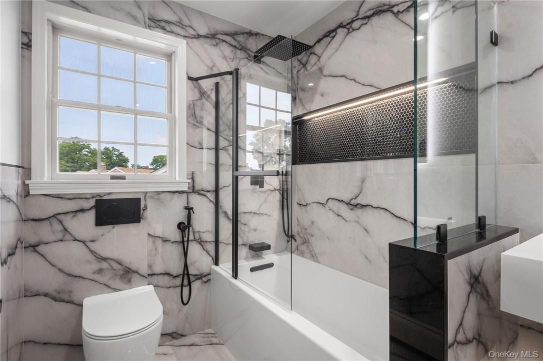 Bathroom, Glass Shower, Interior, Marble Walls