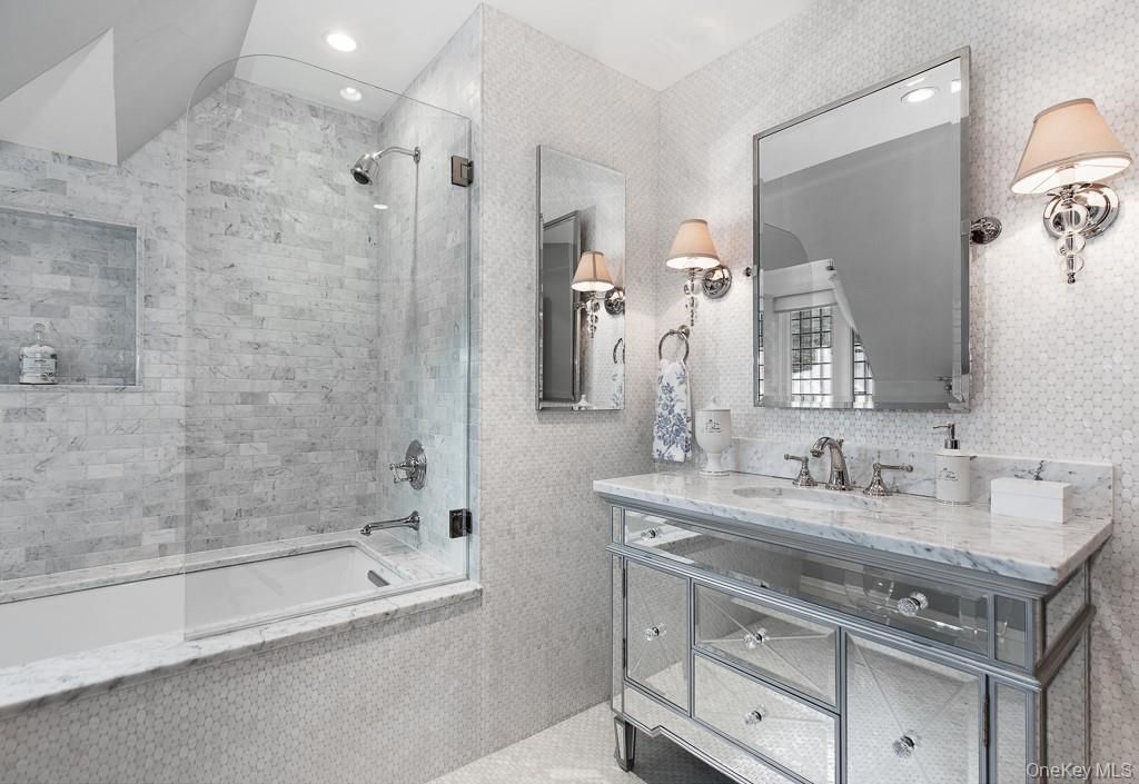 Bathroom, Glass Shower, Interior, Recessed Lighting