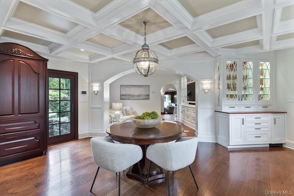 Chandelier, Dining room, Interior, Pendant Lights, Wood Texture Flooring