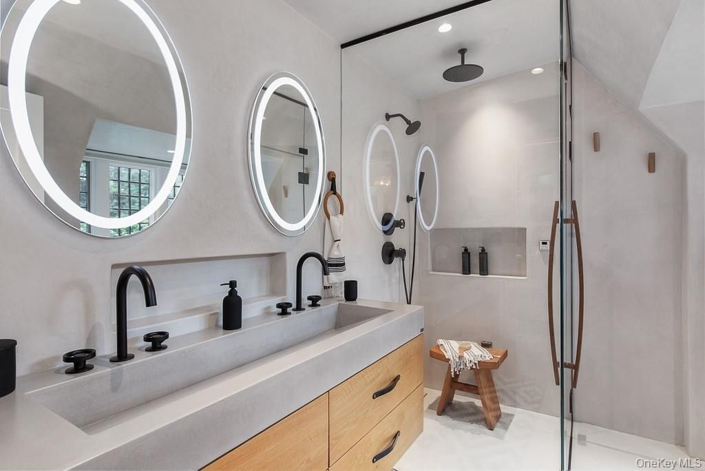Bathroom, Dual Sink Vanities, Glass Shower, Interior, Recessed Lighting