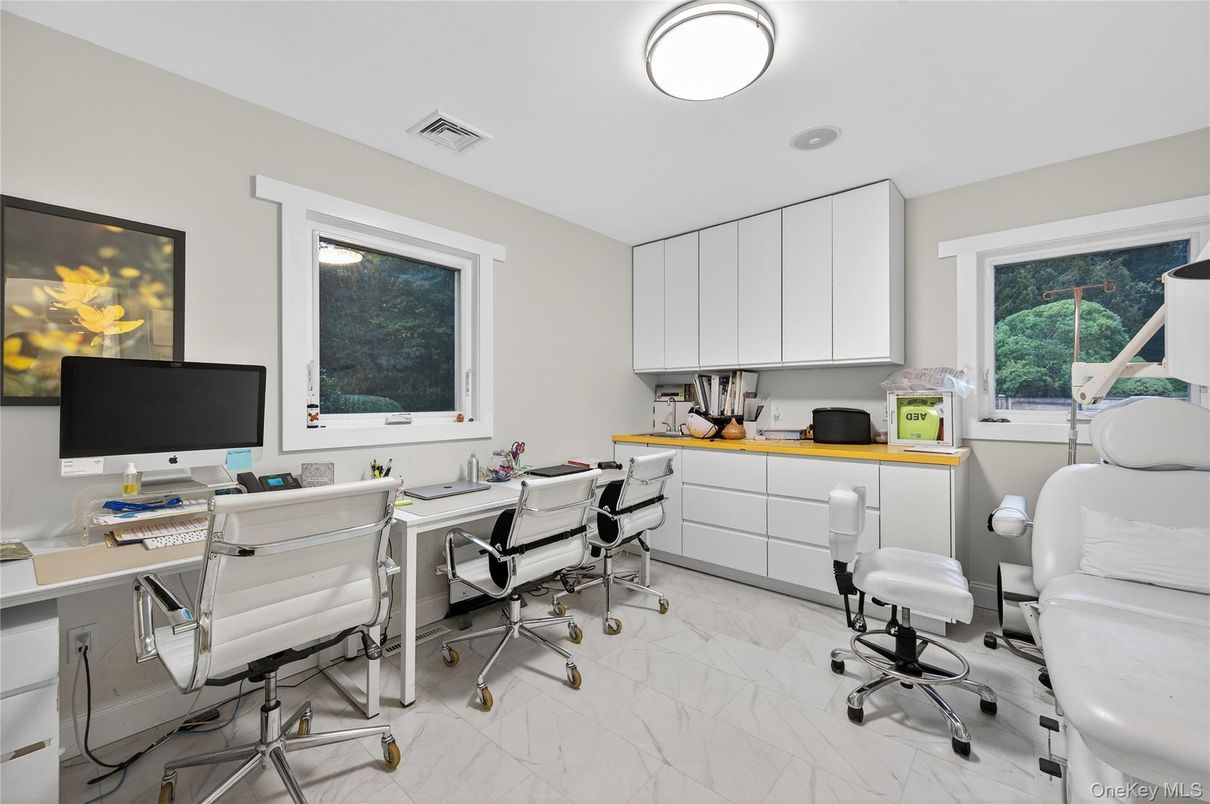Home Office, Interior, Marble, Recessed Lighting