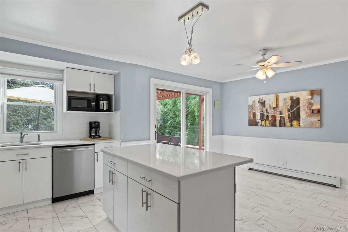 Interior, Kitchen, Marble, Pendant Lights
