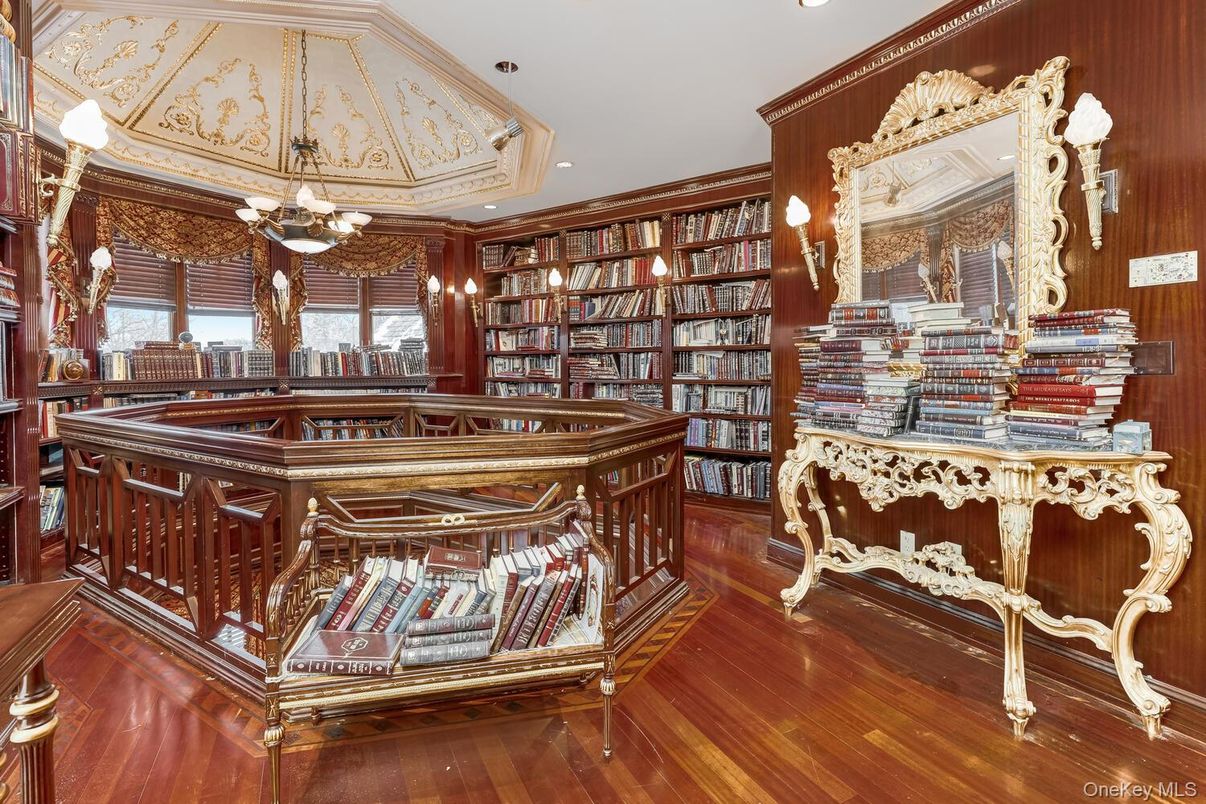 Chandelier, Interior, Recessed Lighting, Wood Texture Flooring, Wooden Walls