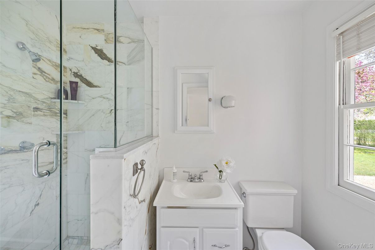 Bathroom, Glass Shower, Interior, Marble Walls