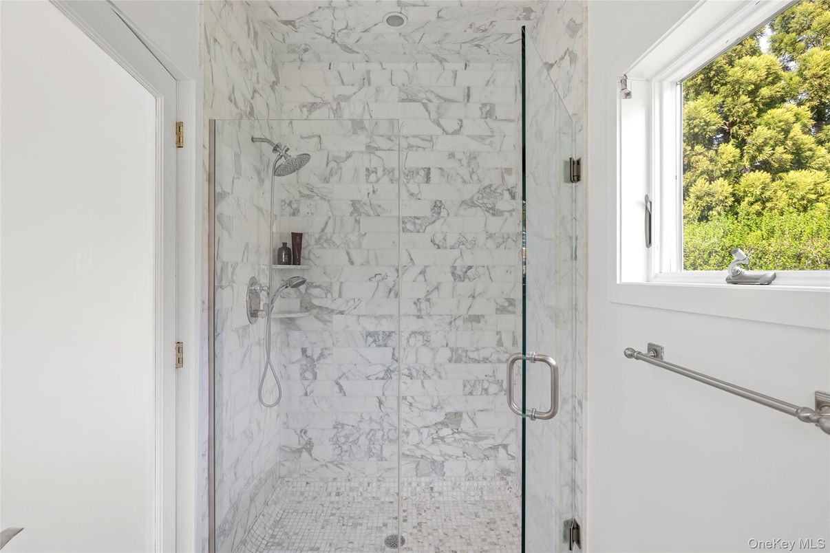 Bathroom, Glass Shower, Interior, Marble Walls