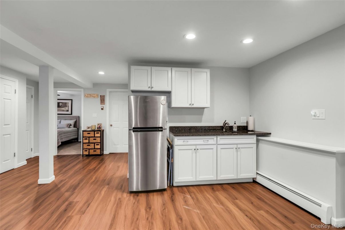 Interior, Kitchen, Recessed Lighting, Wood Texture Flooring