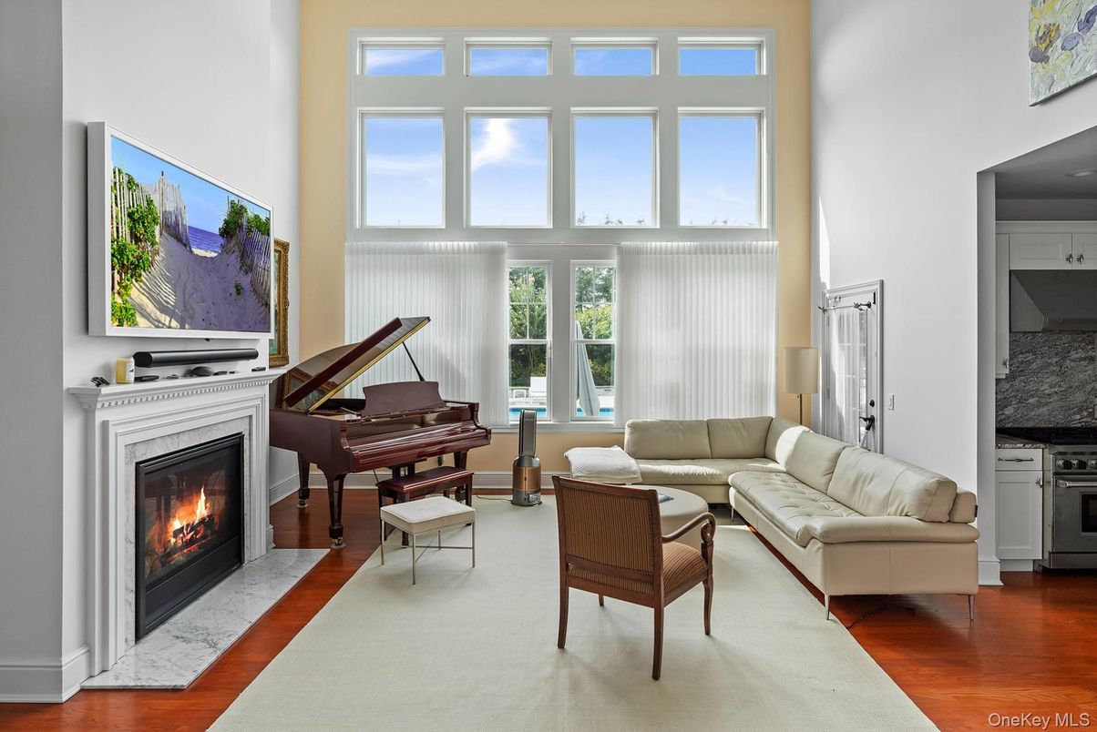 Fireplace, Interior, Living room, Piano, Wood Texture Flooring