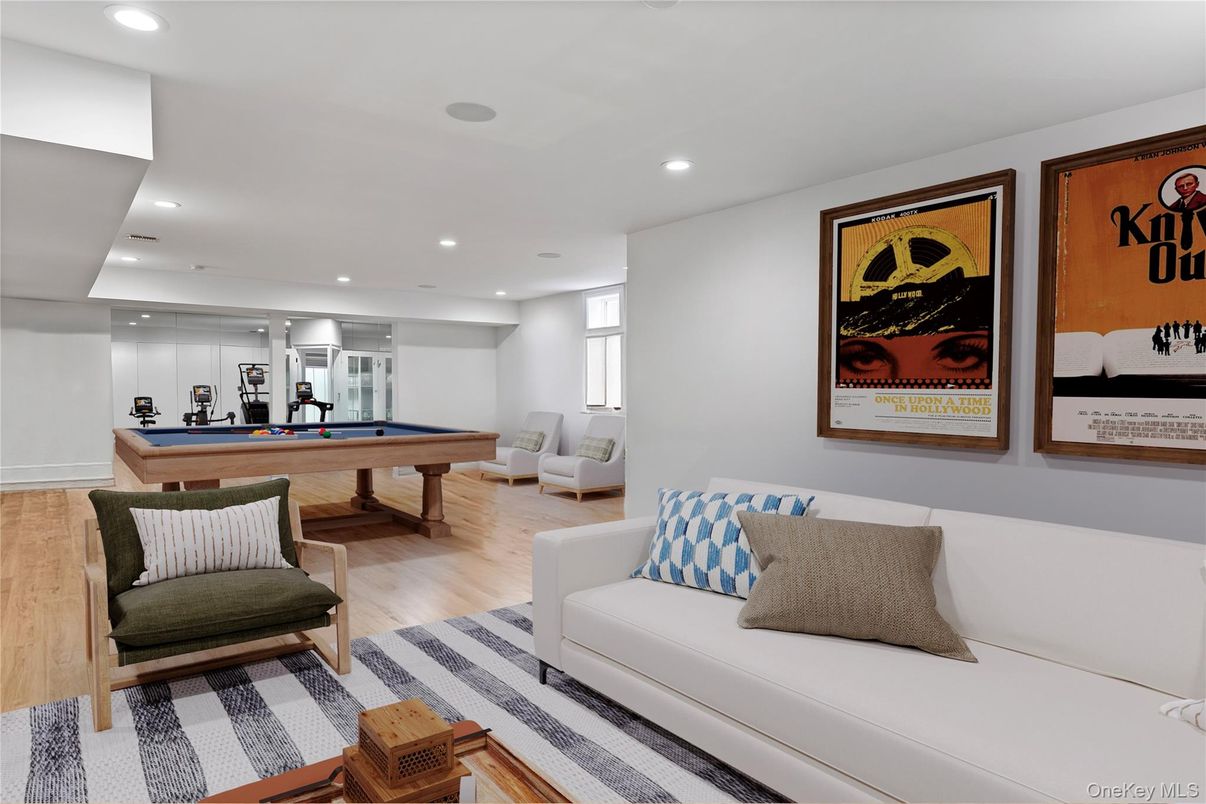 Billiard Table, Game Room, Interior, Recessed Lighting, Wood Texture Flooring