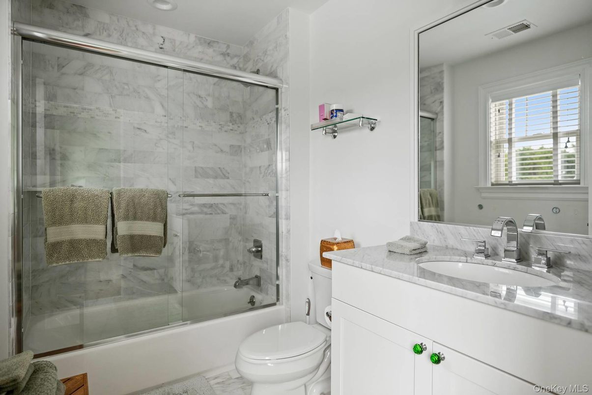 Bathroom, Glass Shower, Interior, Marble Walls, Recessed Lighting
