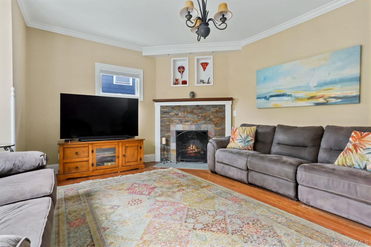 Chandelier, Fireplace, Interior, Living room, Wood Texture Flooring