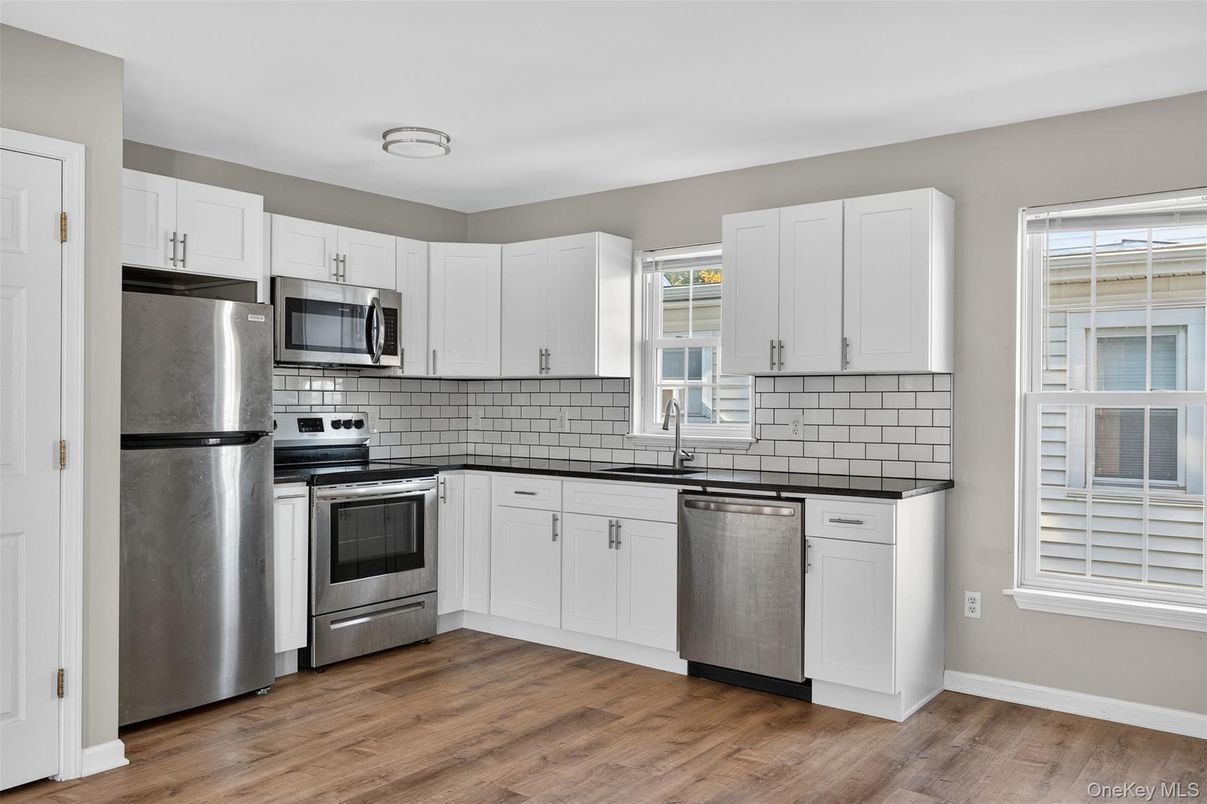 Interior, Kitchen, Stainless Steel Appliances, Wood Texture Flooring