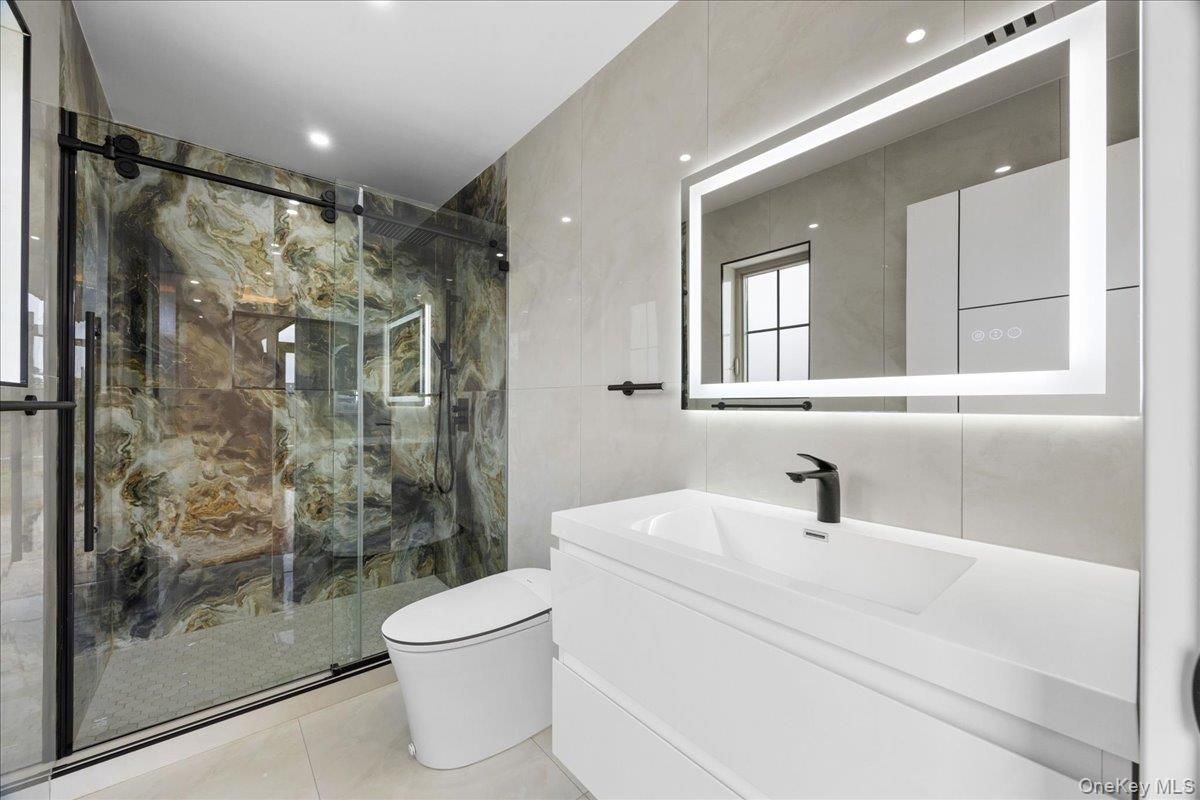 Bathroom, Glass Shower, Interior, Recessed Lighting