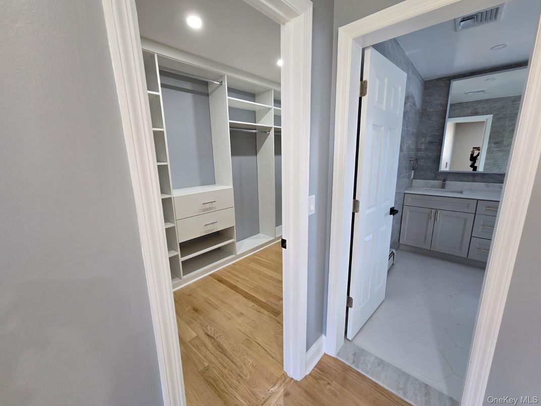 Interior, Marble, Recessed Lighting, Walk-in Closets, Wood Texture Flooring