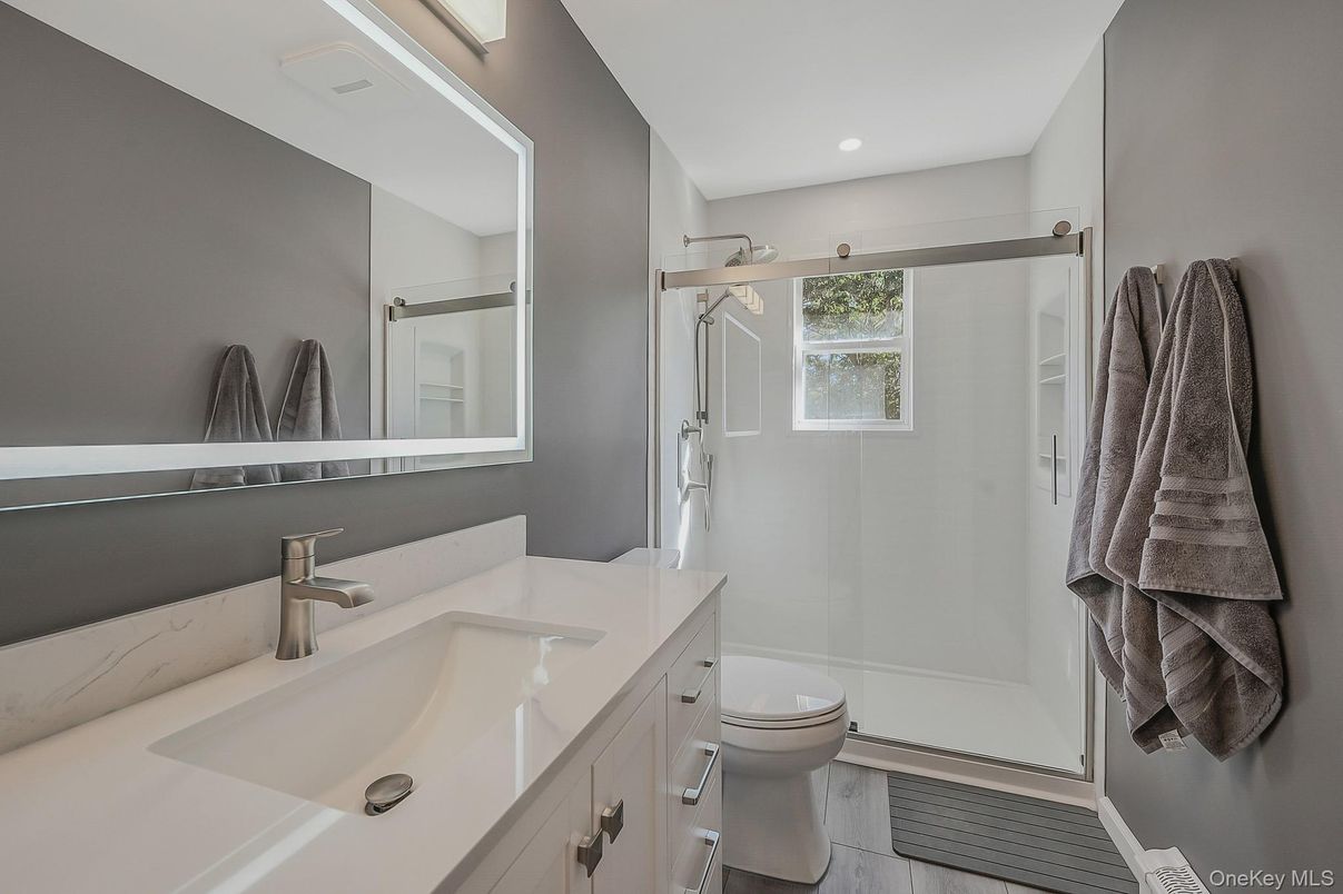 Bathroom, Dual Sink Vanities, Glass Shower, Interior, Recessed Lighting