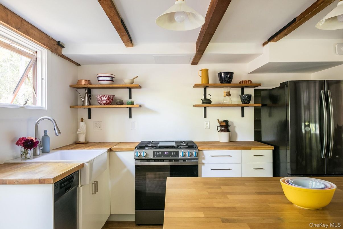 Interior, Kitchen, Stainless Steel Appliances, Wooden Beams