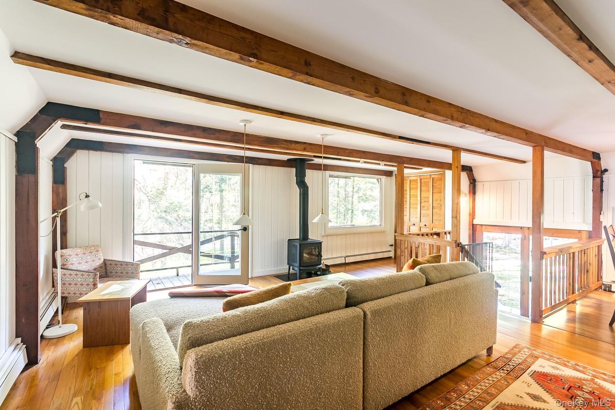 Fireplace, Interior, Living room, Wooden Beams, Wood Texture Flooring