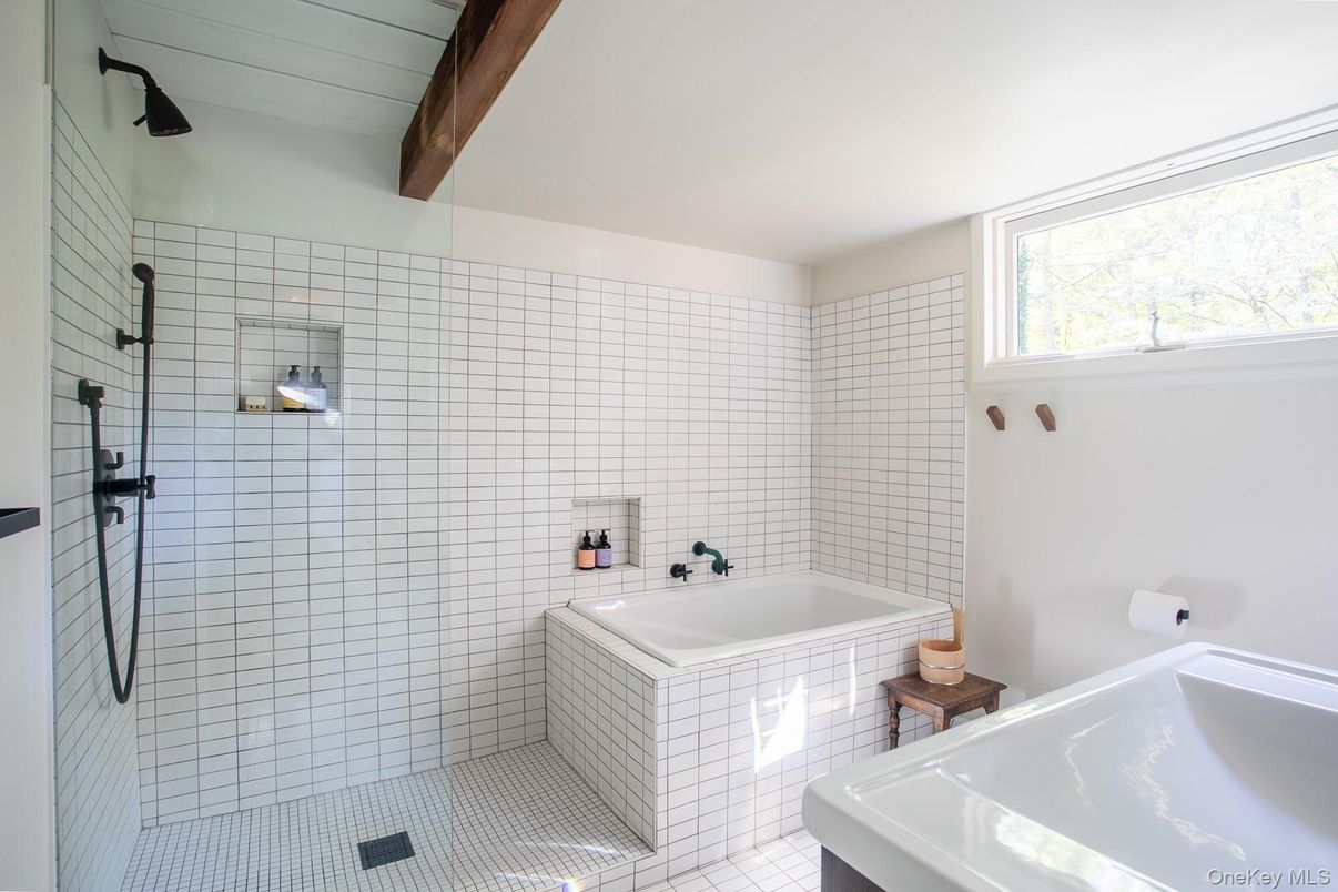 Bathroom, Interior, Wooden Beams