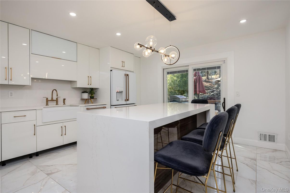 Interior, Kitchen, Marble, Pendant Lights, Recessed Lighting