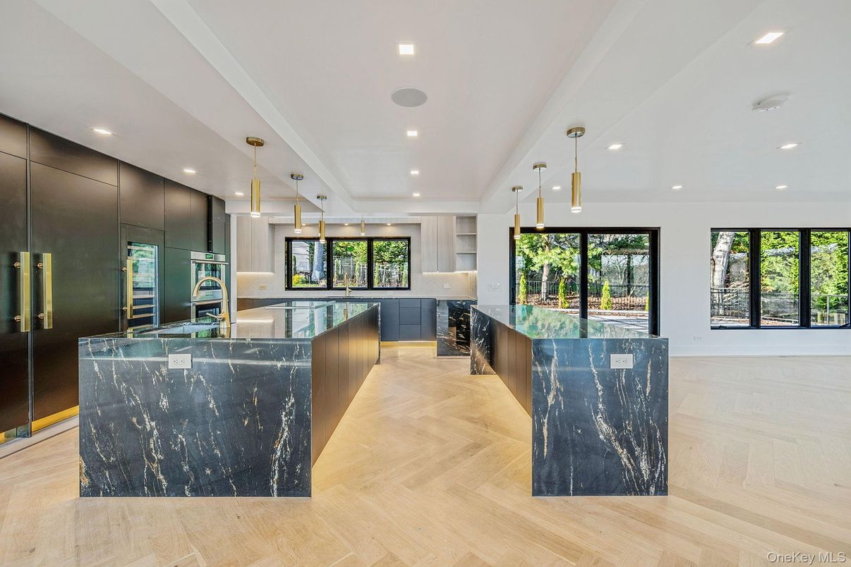Interior, Kitchen, Pendant Lights, Recessed Lighting, Wood Texture Flooring