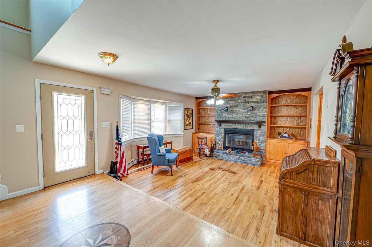 Fireplace, Interior, Stone Walls, Wood Texture Flooring
