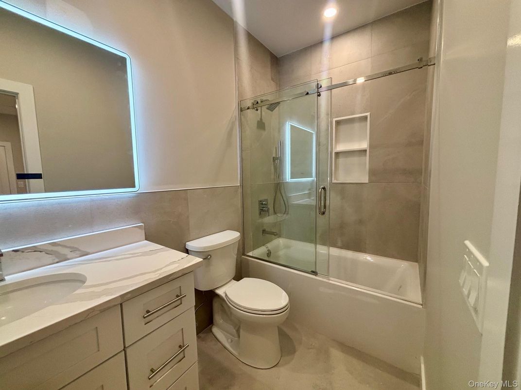 Bathroom, Glass Shower, Interior, Recessed Lighting