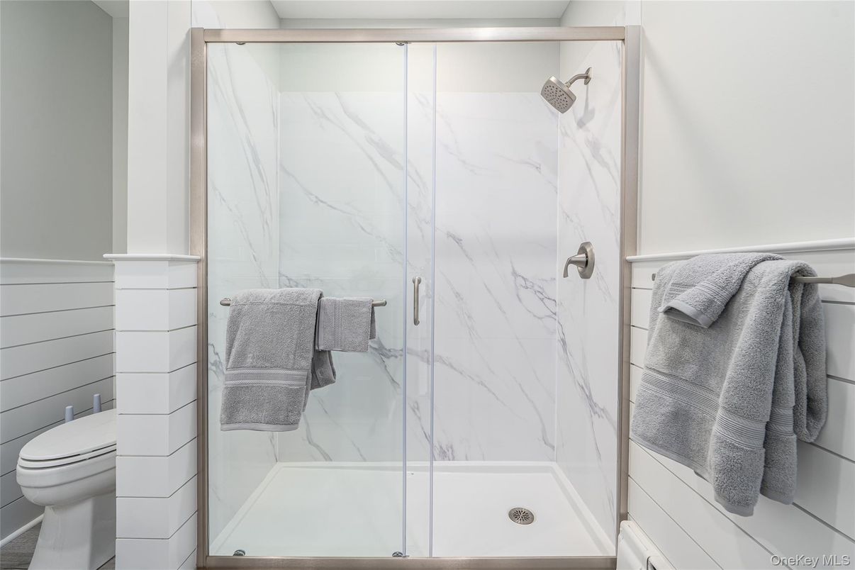 Bathroom, Glass Shower, Interior, Marble Walls
