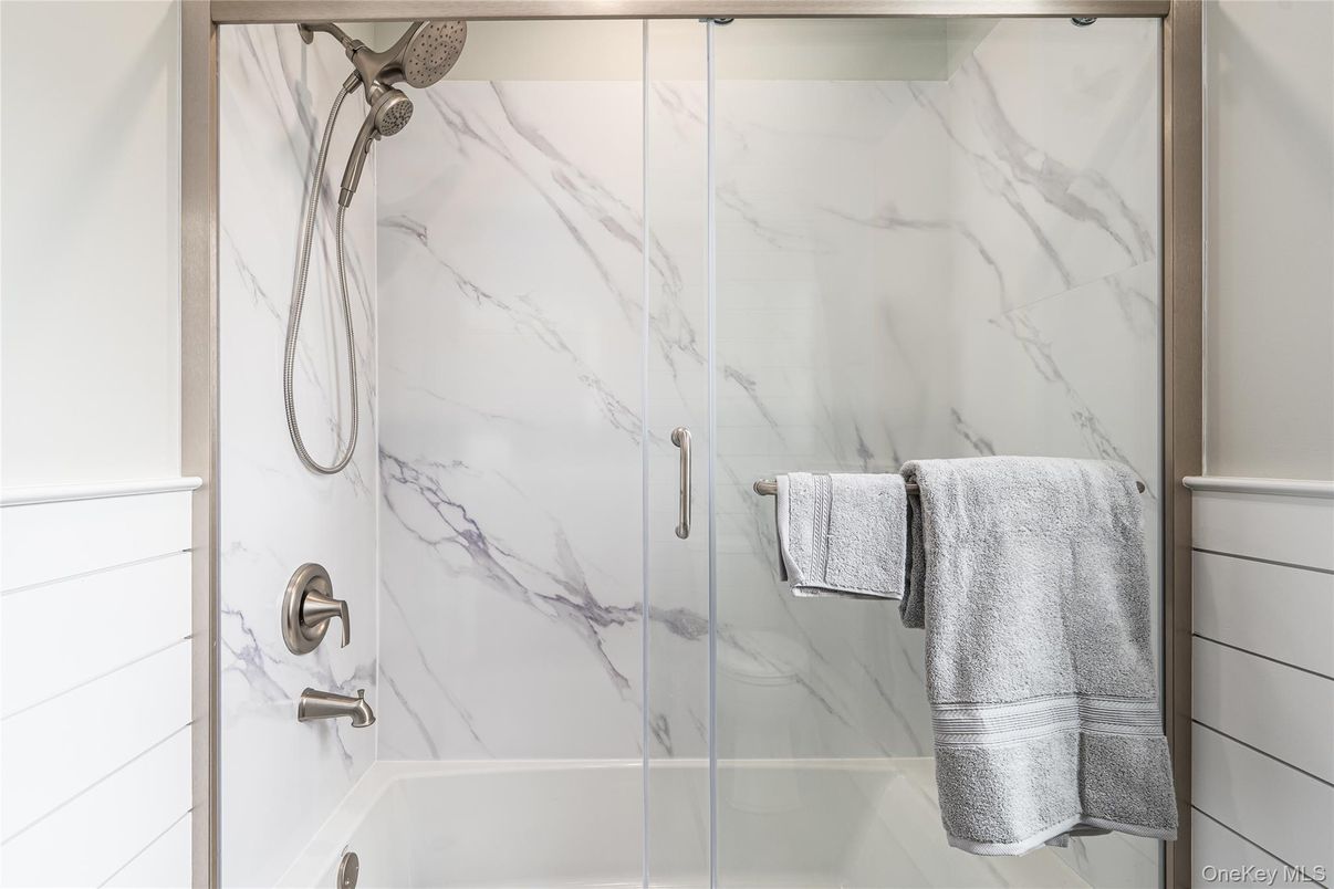 Bathroom, Glass Shower, Interior, Marble Walls