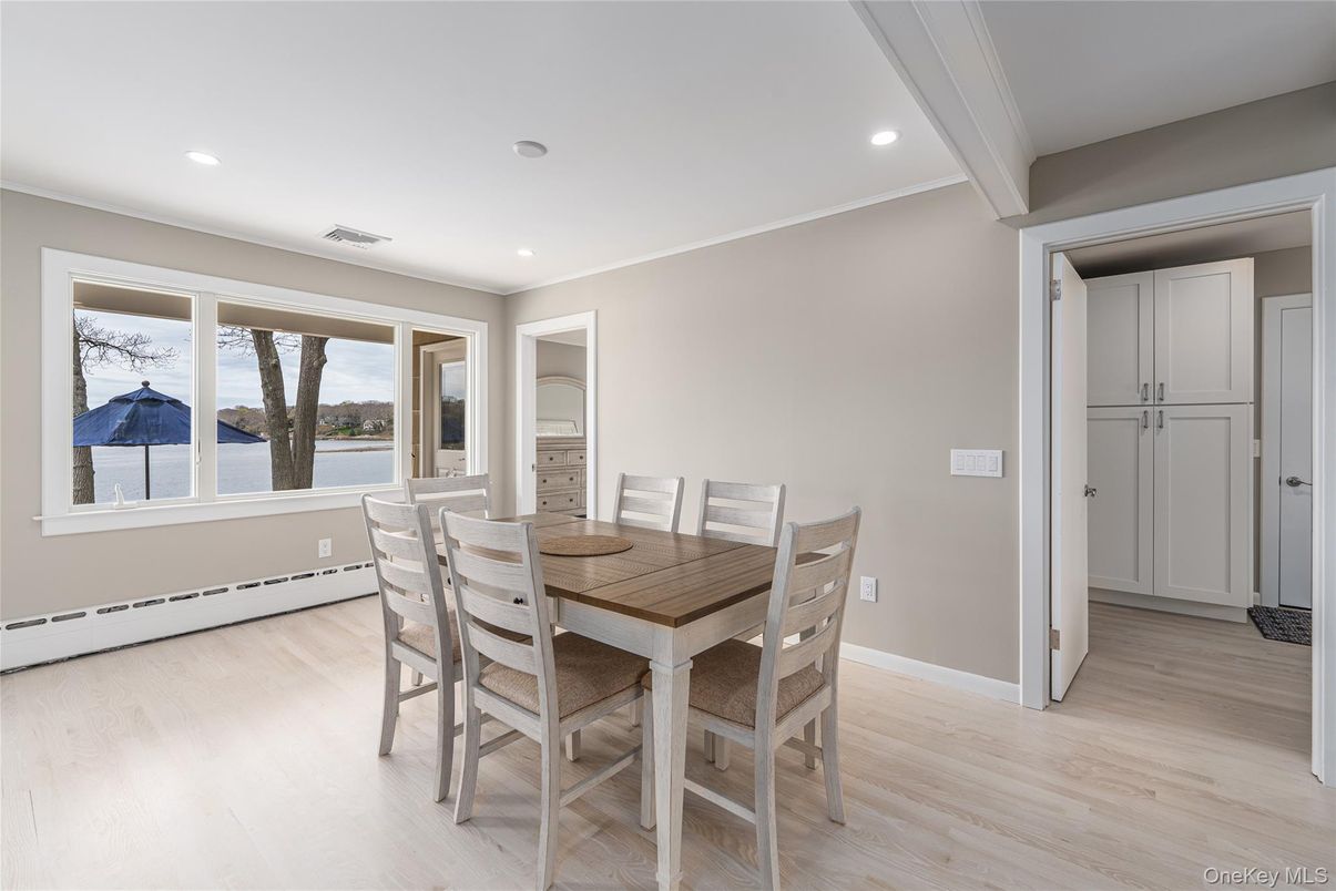 Dining room, Interior, Recessed Lighting, Water, Wood Texture Flooring