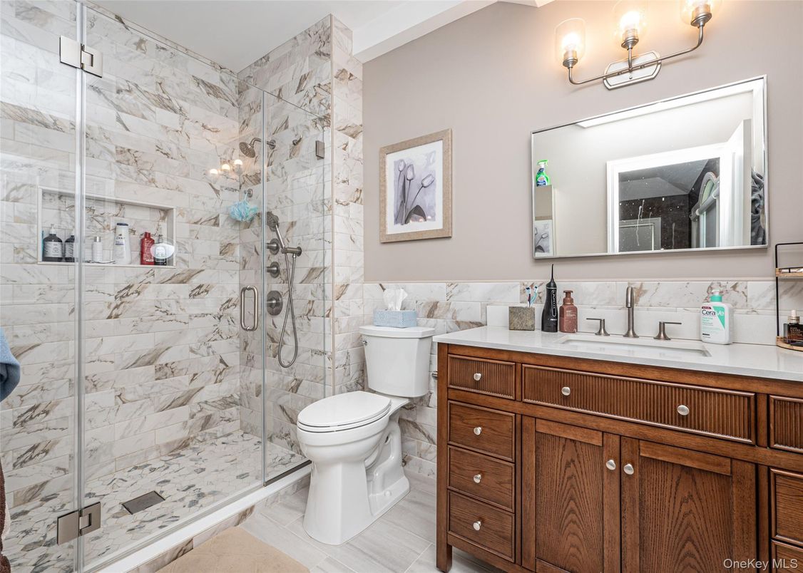 Bathroom, Glass Shower, Interior, Marble Walls