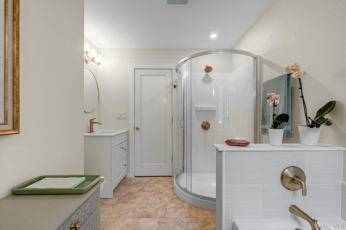 Bathroom, Glass Shower, Interior, Recessed Lighting