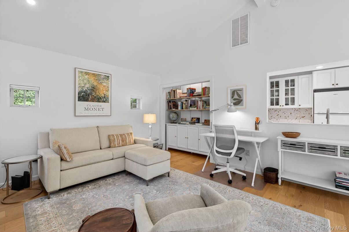 Home Office, Interior, Living room, Recessed Lighting, Wood Texture Flooring
