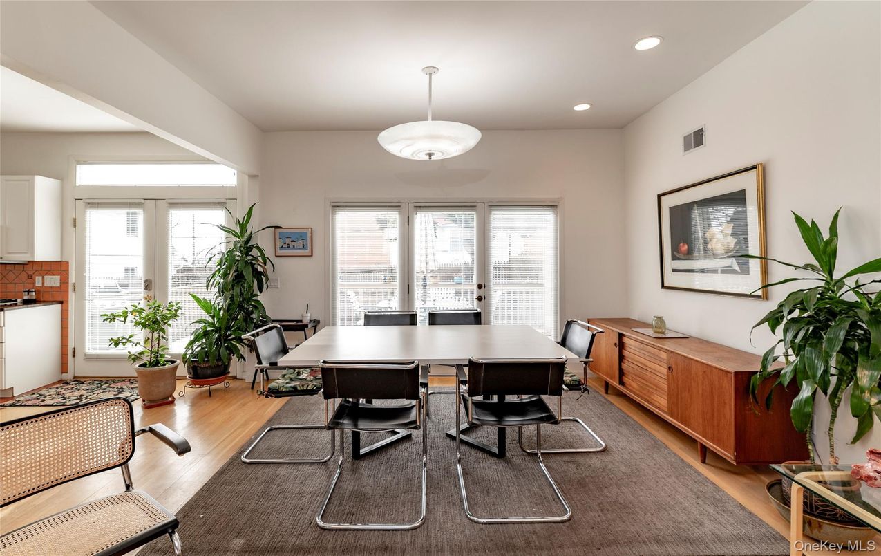 Dining room, Interior, Recessed Lighting, Wood Texture Flooring
