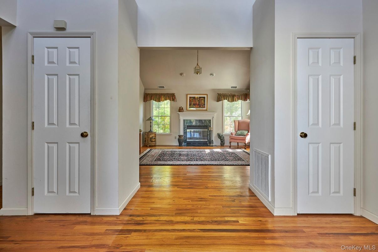 Fireplace, Interior, Pendant Lights, Wood Texture Flooring