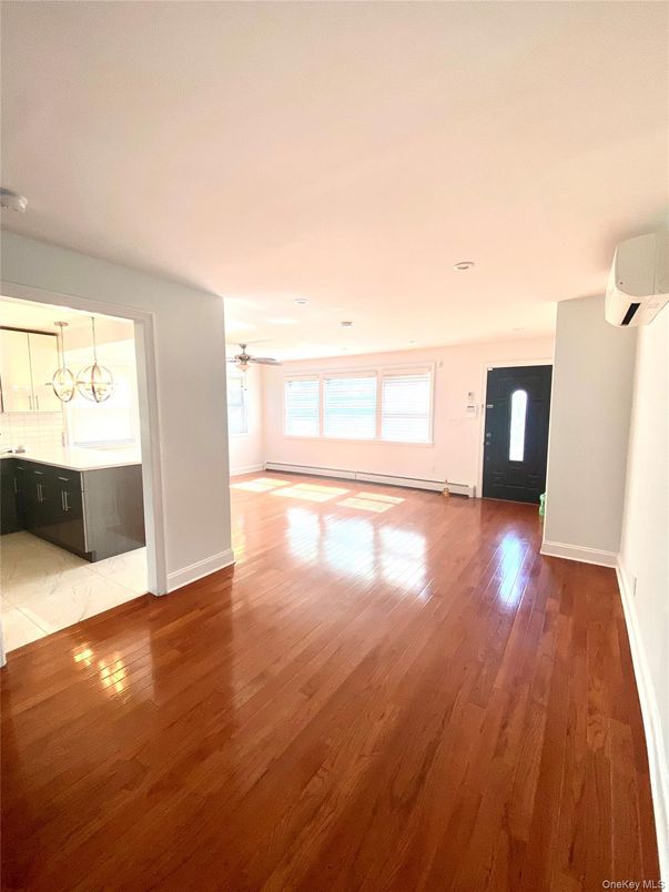 Chandelier, Empty room, Interior, Marble, Recessed Lighting, Wood Texture Flooring