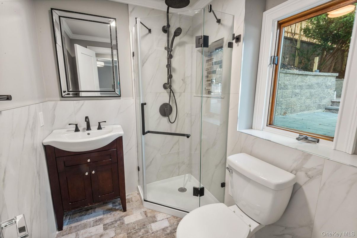 Bathroom, Glass Shower, Interior, Marble Walls