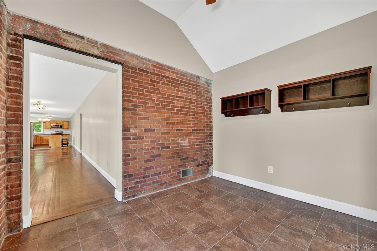 Empty room, Interior, Stone Walls, Wood Texture Flooring