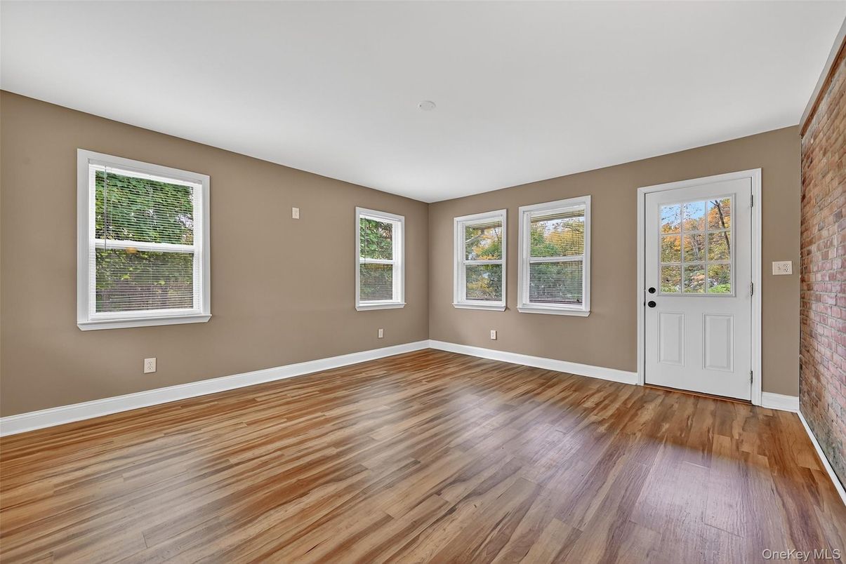 Empty room, Interior, Stone Walls, Wood Texture Flooring