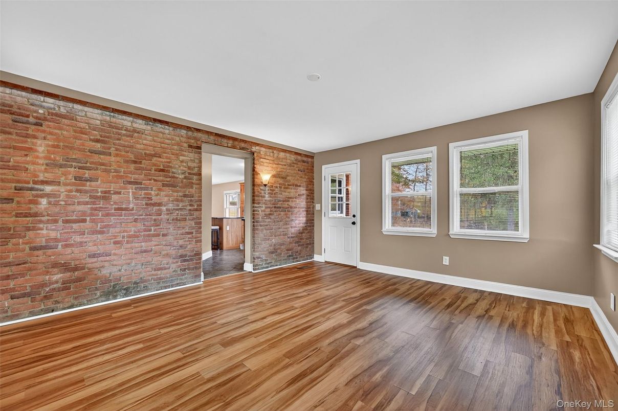 Empty room, Interior, Stone Walls, Wood Texture Flooring