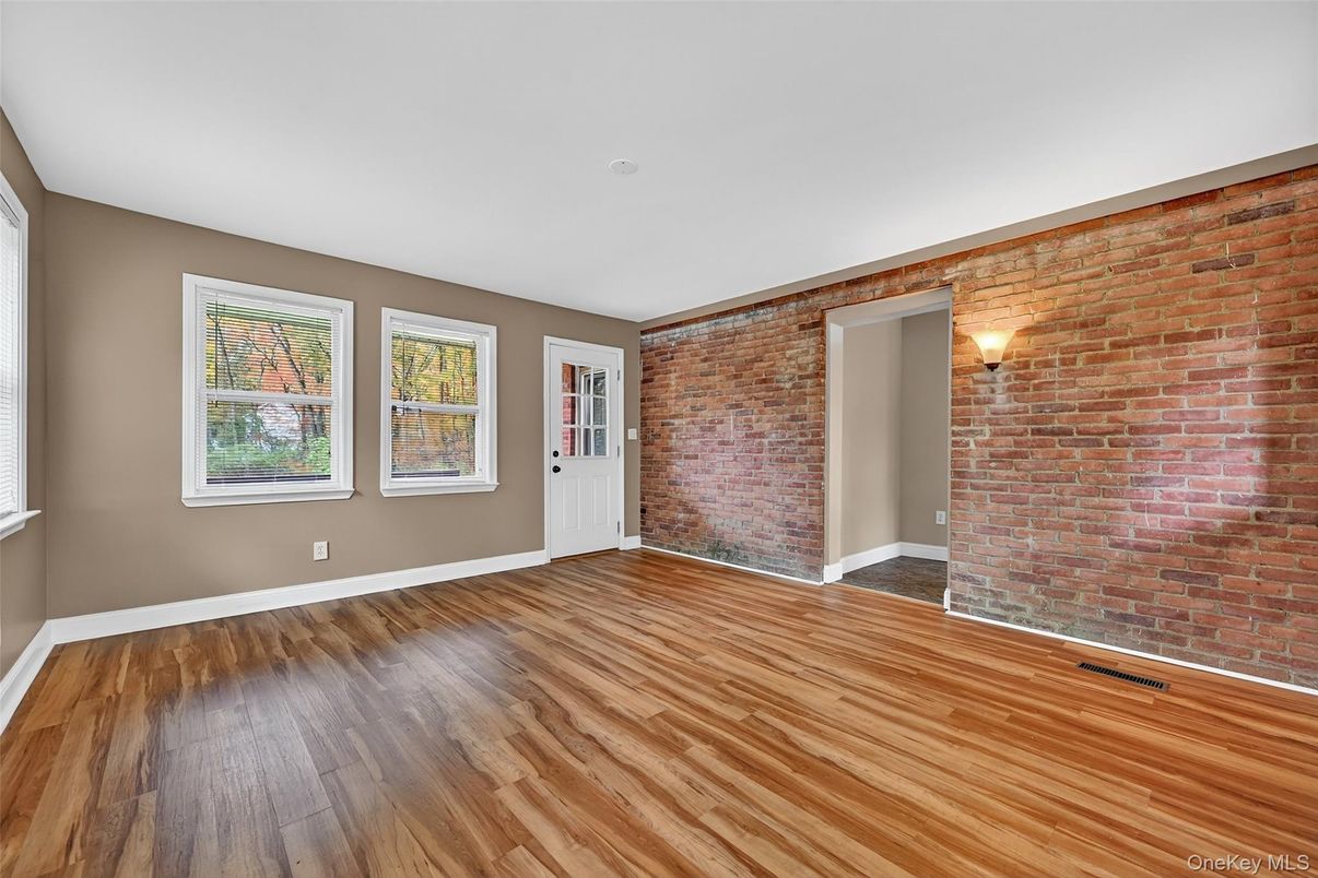 Empty room, Interior, Stone Walls, Wood Texture Flooring