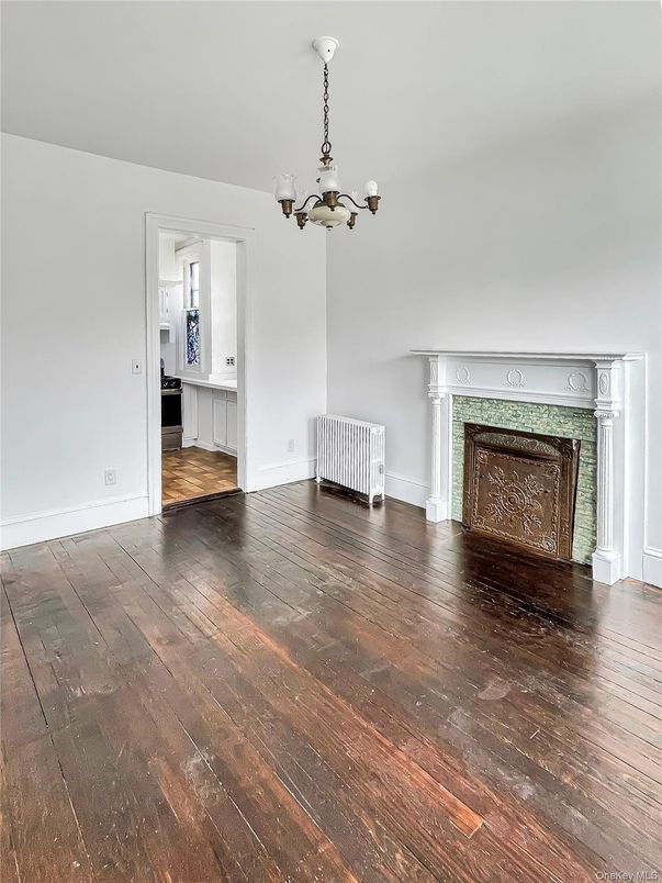 Chandelier, Empty room, Fireplace, Interior, Wood Texture Flooring