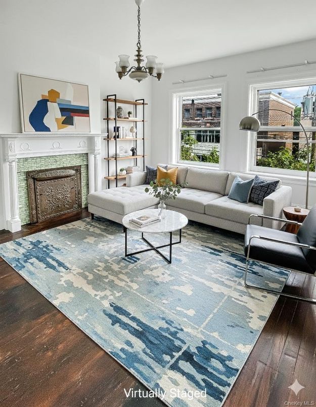 Chandelier, Fireplace, Interior, Living room, Wood Texture Flooring