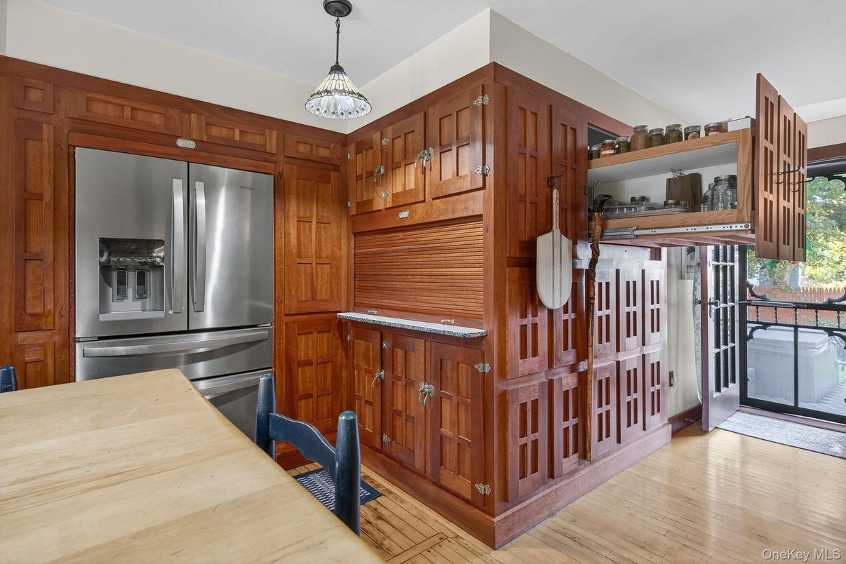 Interior, Kitchen, Pendant Lights, Stainless Steel Appliances, Wood Texture Flooring