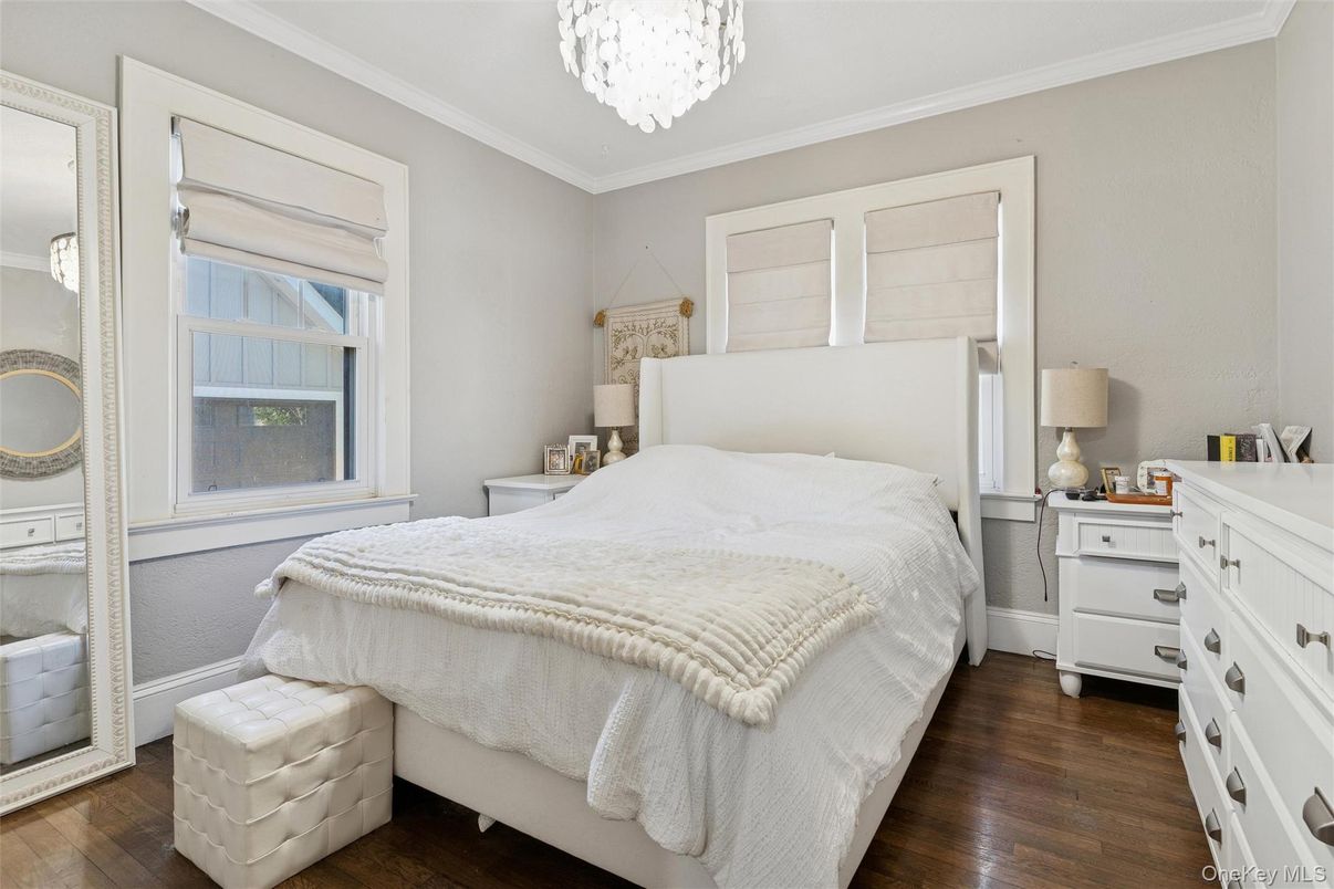 Bedroom, Chandelier, Interior, Wood Texture Flooring