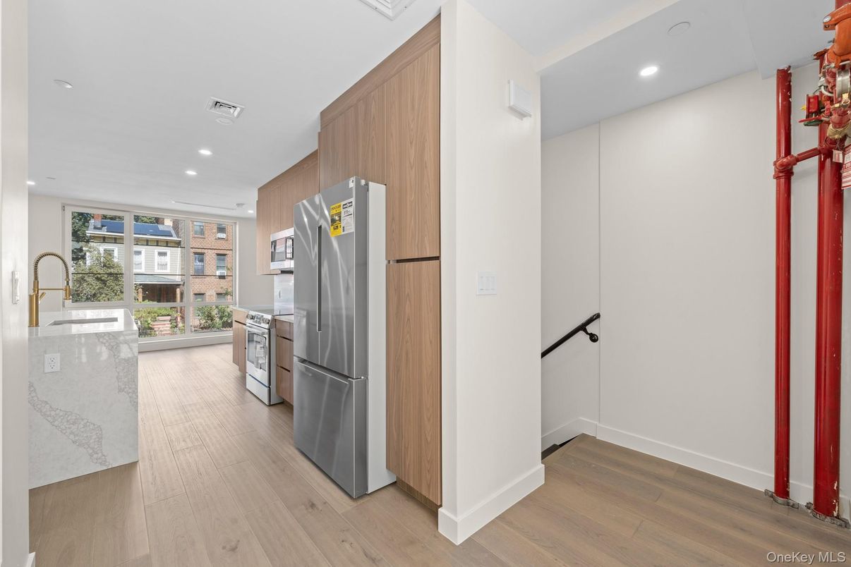 Interior, Kitchen, Recessed Lighting, Wood Texture Flooring