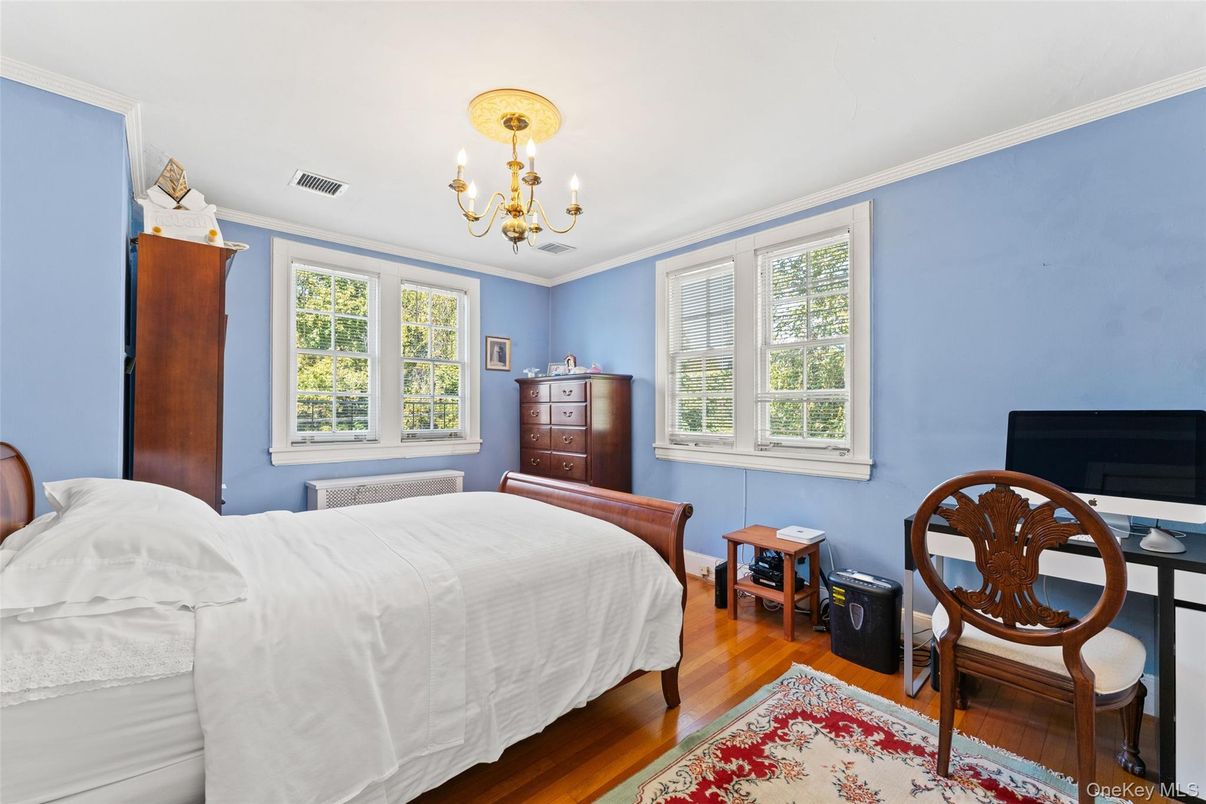 Bedroom, Chandelier, Interior, Wood Texture Flooring