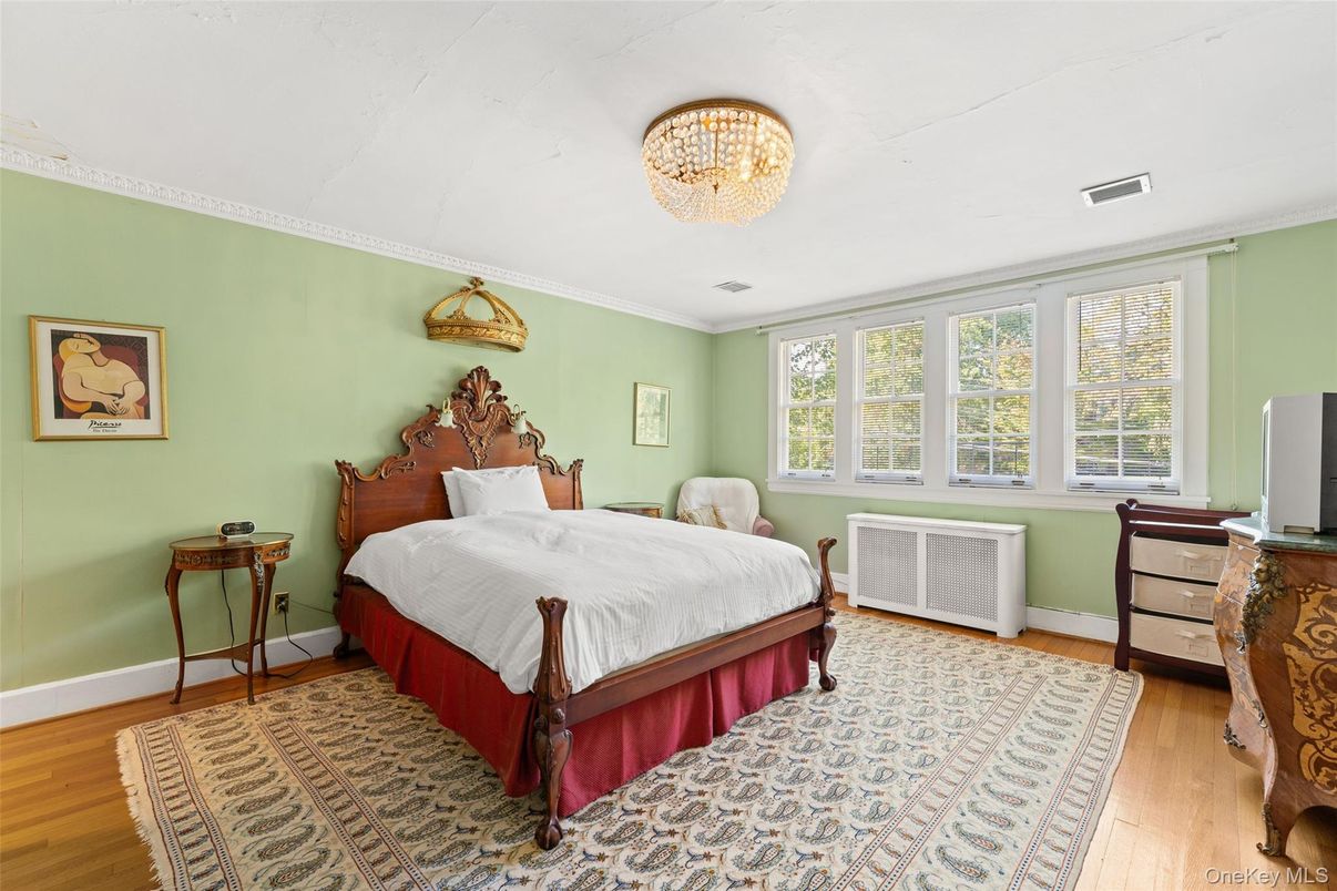 Bedroom, Chandelier, Interior, Wood Texture Flooring