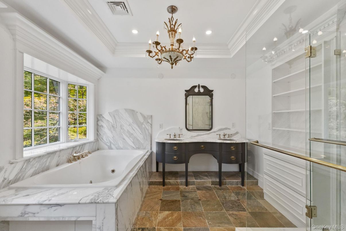 Bathroom, Chandelier, Interior, Recessed Lighting