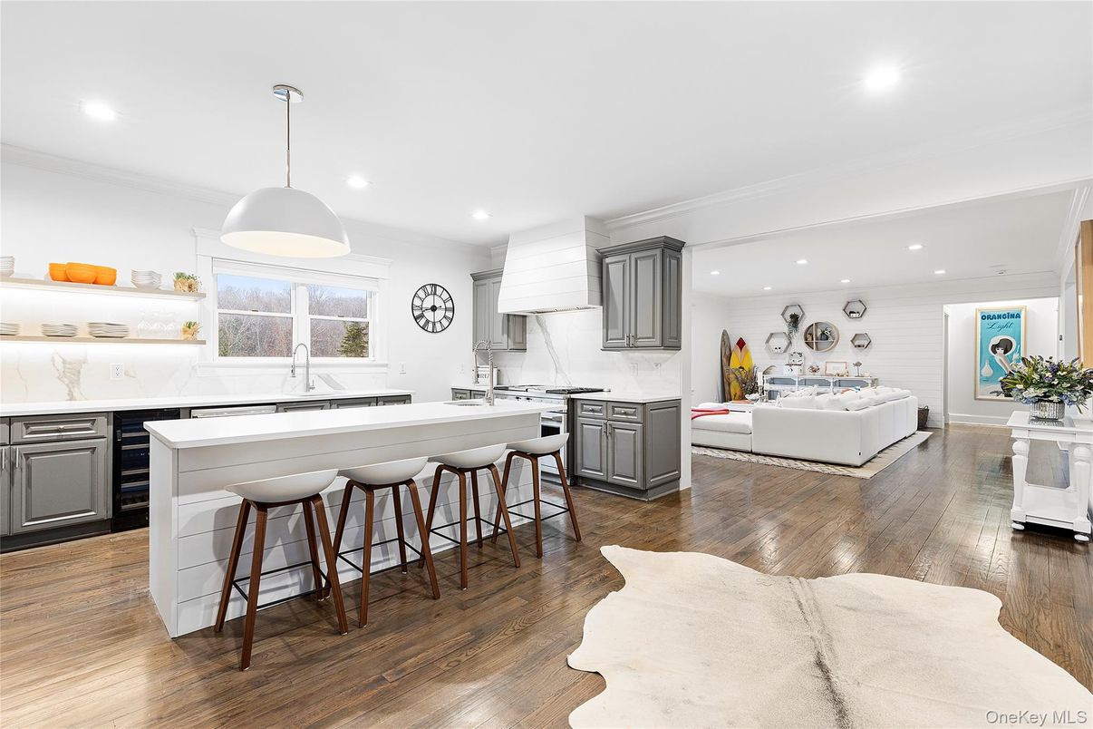 Interior, Kitchen, Pendant Lights, Recessed Lighting, Wood Texture Flooring