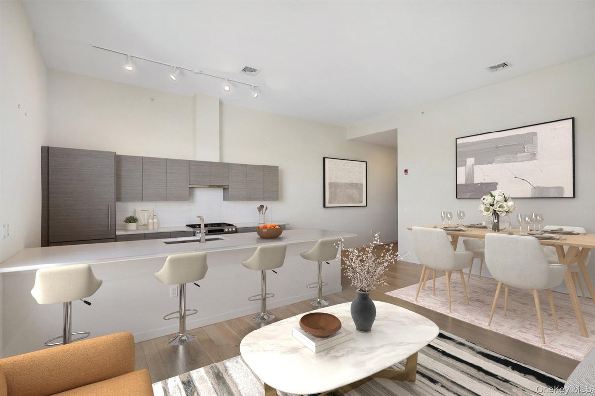 Dining room, Interior, Kitchen, Stainless Steel Appliances, Wood Texture Flooring